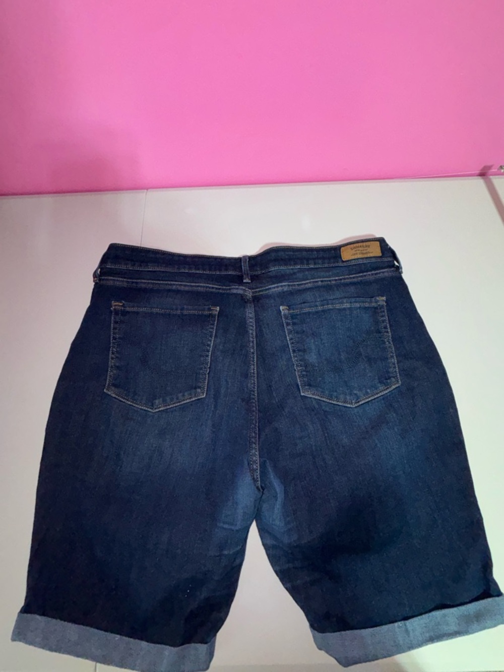 Women’s Signature Dark Blue Cropped Denim Bermuda Shorts - Picture 8 of 16